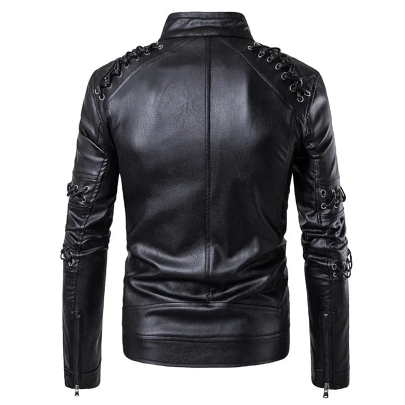 Veste de motard pour hommes avec ceintures décoratives 2