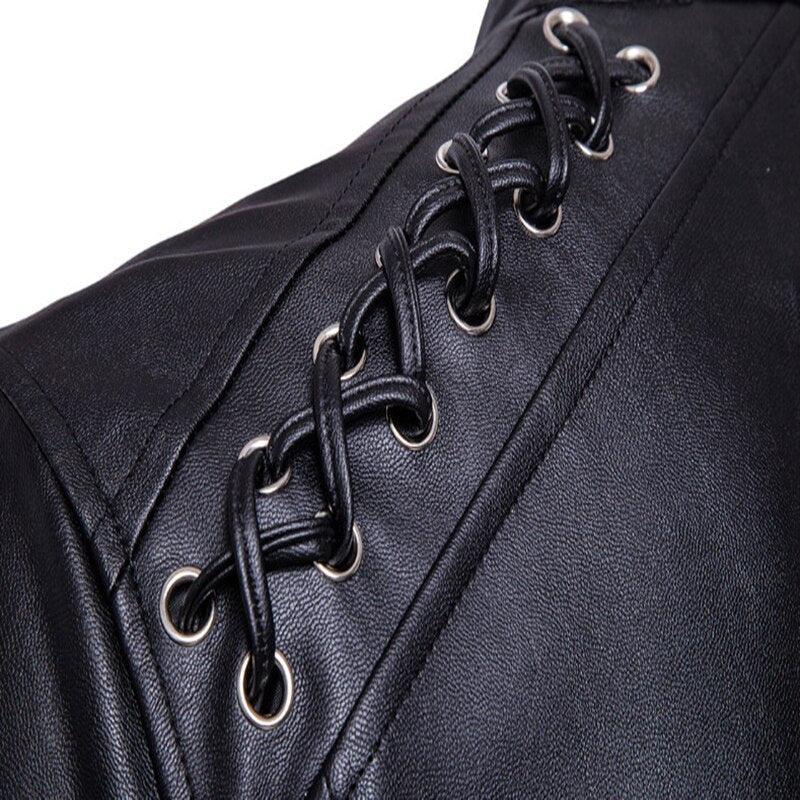 Veste de motard pour hommes avec ceintures décoratives 3
