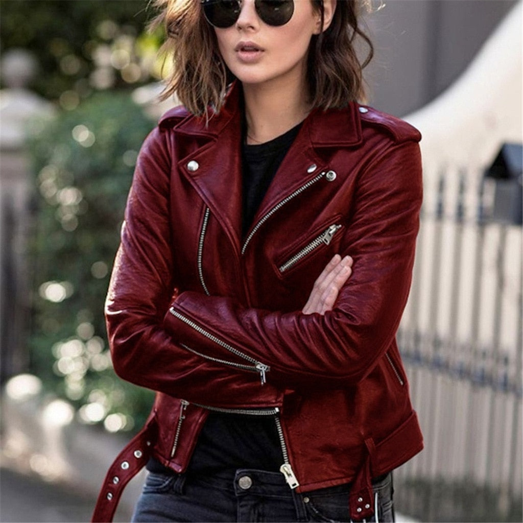 Veste en Cuir Femme Style Biker 1