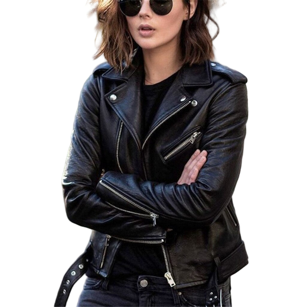 Veste en Cuir Femme Style Biker 2
