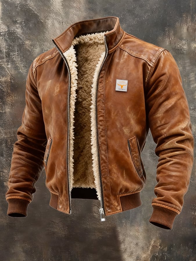 Veste en Cuir Thermique pour Hommes au Style Vintage 1