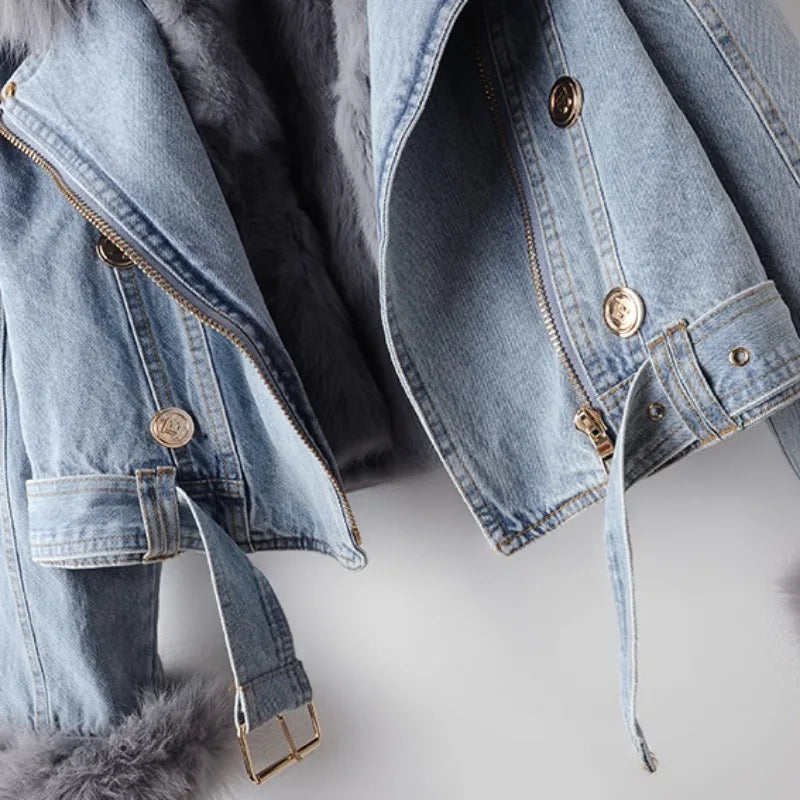 Veste en Jean Femme avec Col Amovible 4