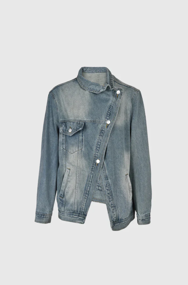 Veste en Jean Oversized Femme Design Asymétrique 5