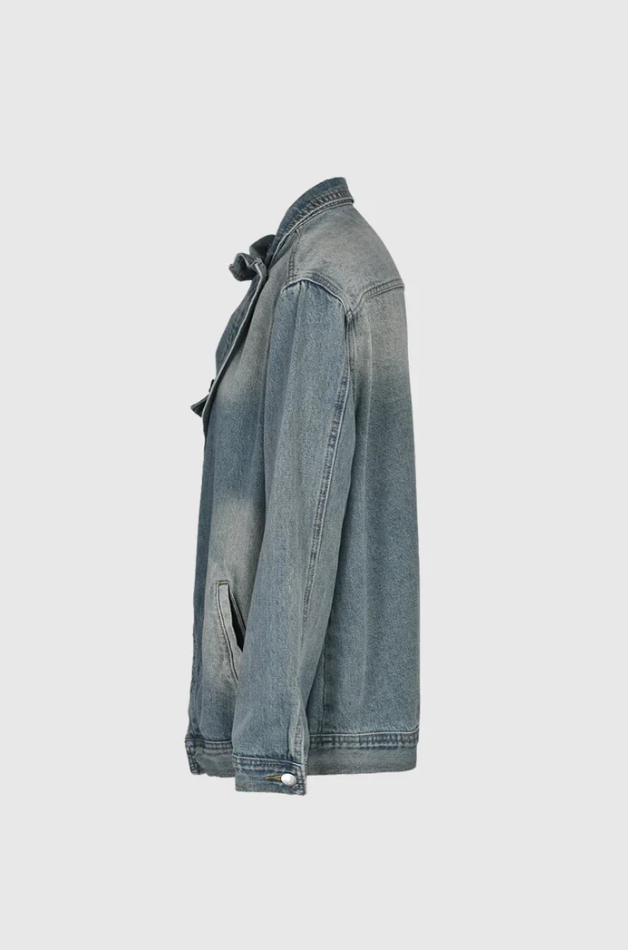 Veste en Jean Oversized Femme Design Asymétrique 7