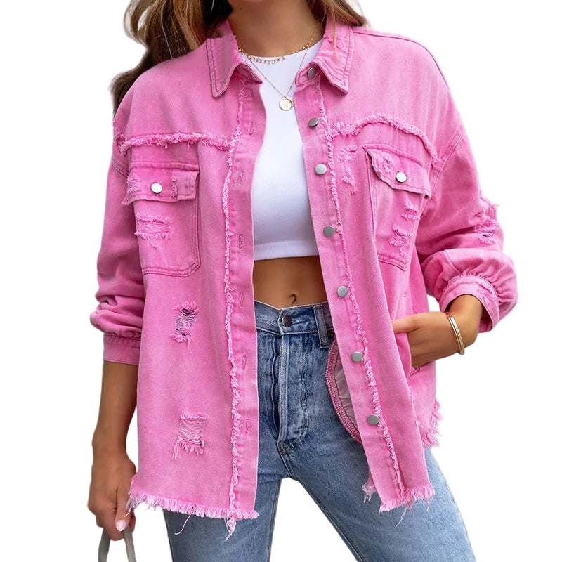 Veste en Jean Tattered pour Femme 0