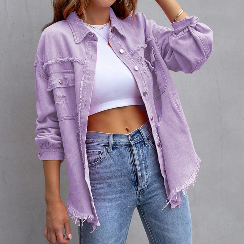Veste en Jean Tattered pour Femme 6