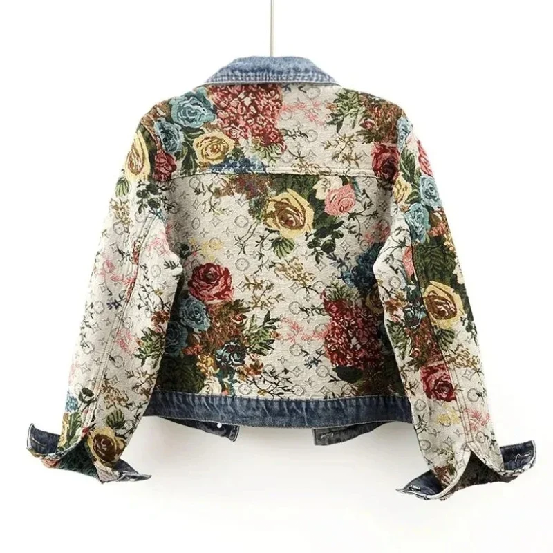 Veste en Jean à Imprimé Floral pour Femme 1
