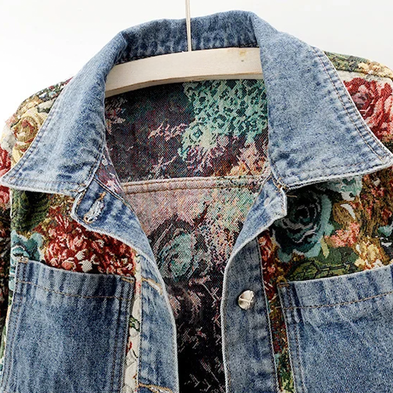 Veste en Jean à Imprimé Floral pour Femme 2
