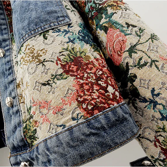 Veste en Jean à Imprimé Floral pour Femme 4