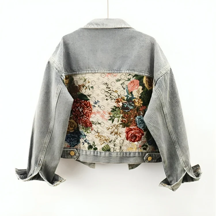 Veste en Jean à Imprimé Floral pour Femme 5