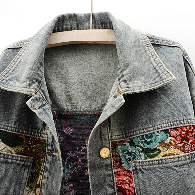 Veste en Jean à Imprimé Floral pour Femme 6