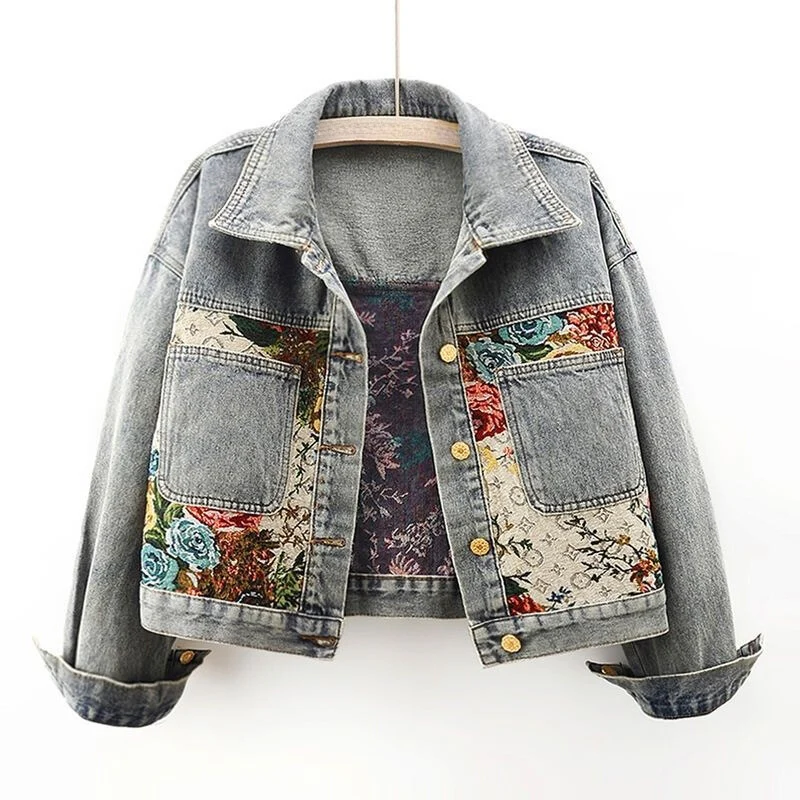 Veste en Jean à Imprimé Floral pour Femme 8
