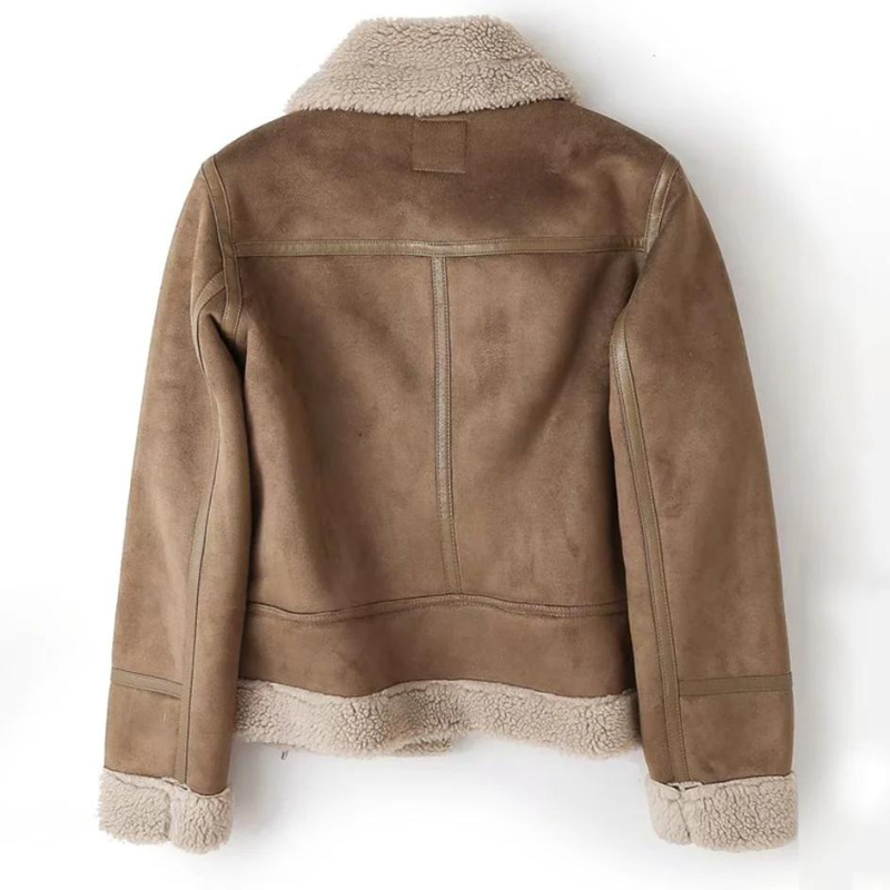 Veste en cuir pour femme avec doublure sherpa 1