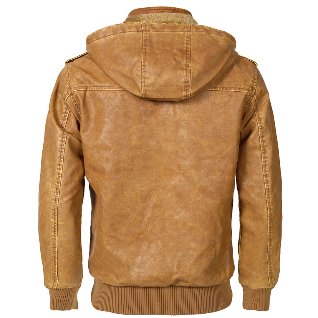 Veste en cuir pour hommes avec capuche amovible 2