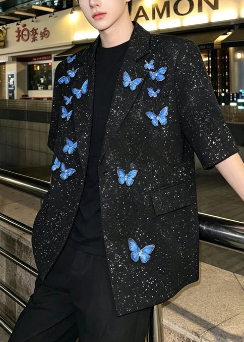 Veste homme manches courtes avec détails sequins 2