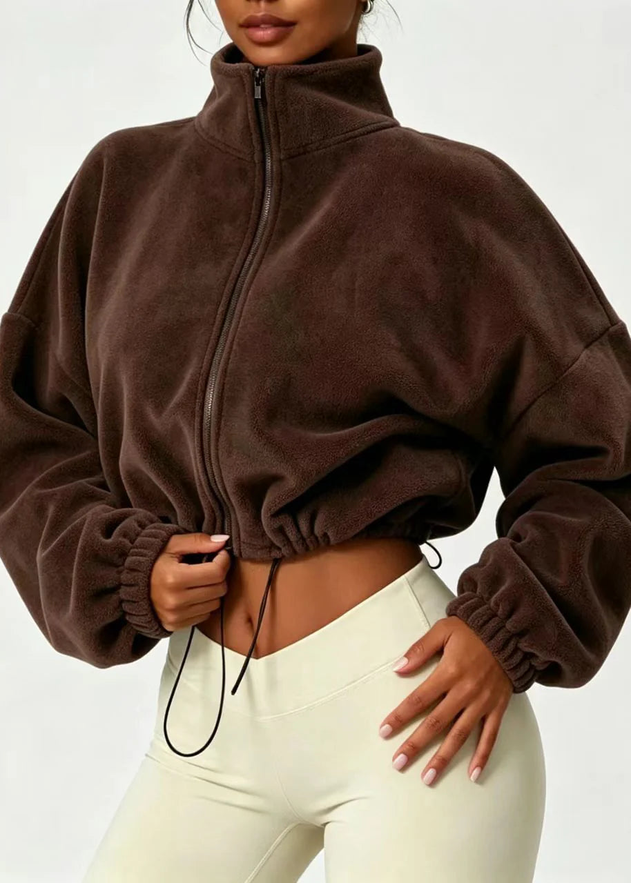 Veste polaire décontractée à col montant pour femme 1