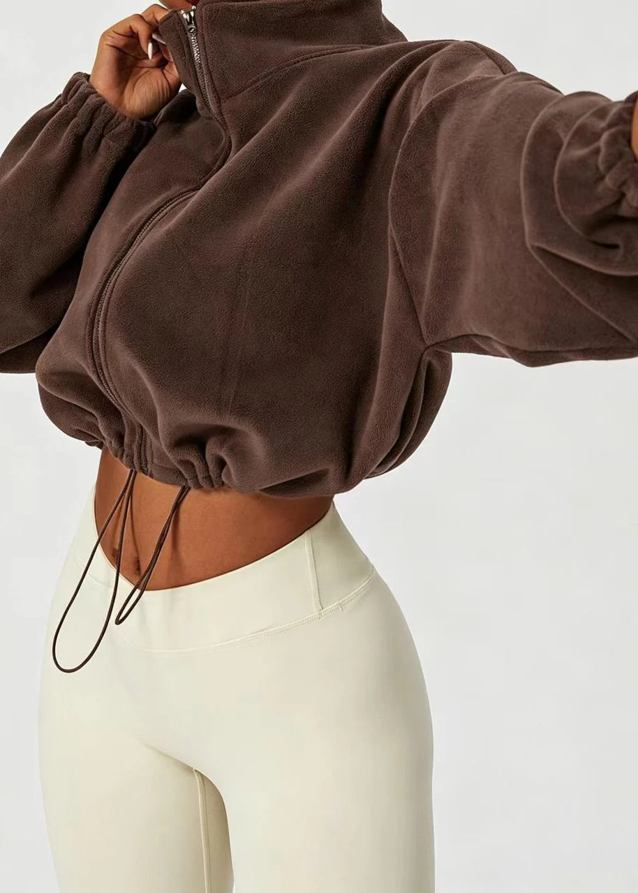 Veste polaire décontractée à col montant pour femme 2