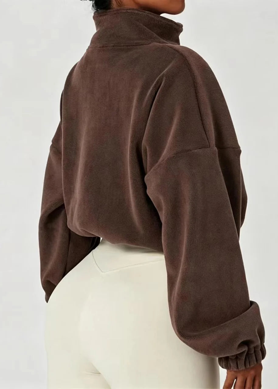 Veste polaire décontractée à col montant pour femme 4