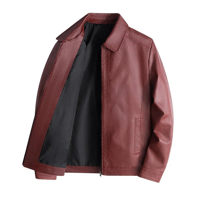 Veste pour hommes en cuir PU ajustée avec col montant 2