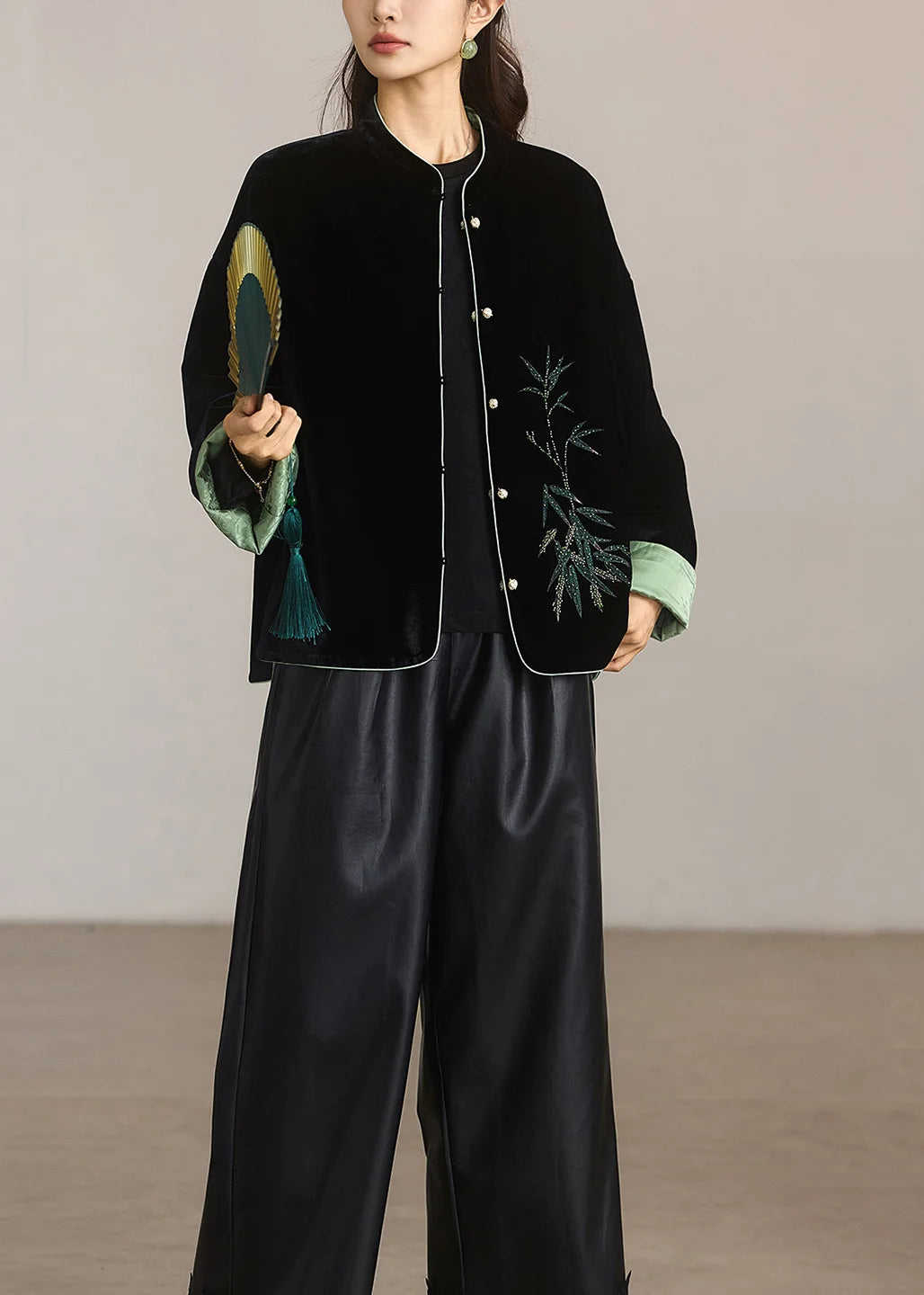 Veste réversible à col montant style chinois pour femme 4