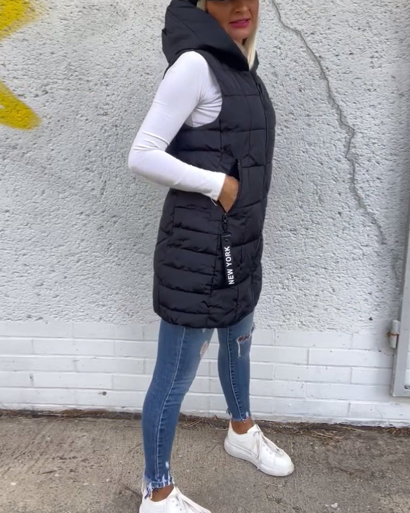 Veste sans manches pour femmes en duvet avec capuche 2