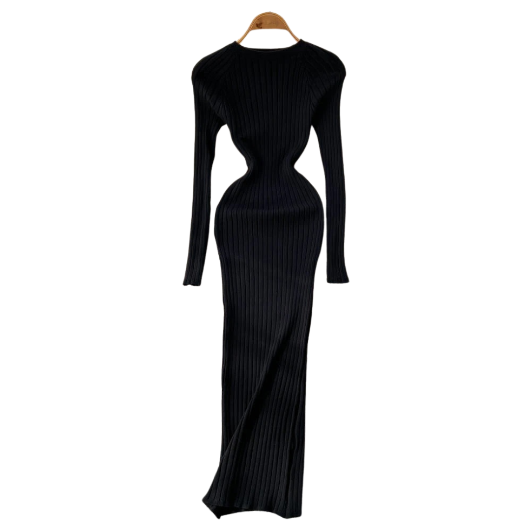 Robe crayon tricotée à manches longues pour femmes