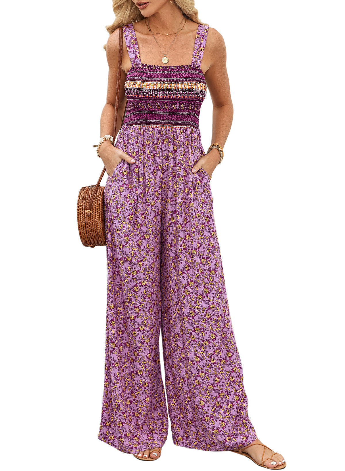 Women’s Wide Leg Floral Jumpsuit Chic 5