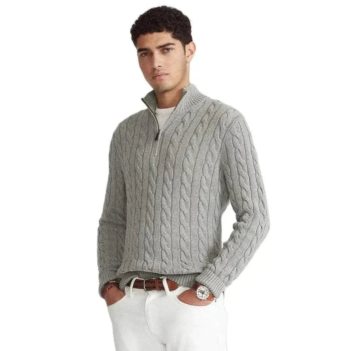 Pull Homme Décontracté avec Demi-Fermeture Éclair en Polyester Doux 2