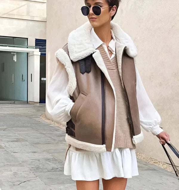 Gilet Long Femme Chic en Mélange de Laine pour Automne 1