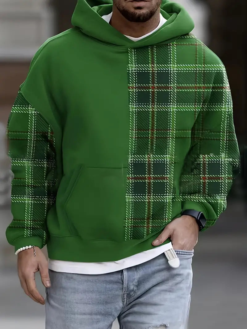 Variant image for Sweat à Capuche Homme à Carreaux Décontracté 100% Coton-1