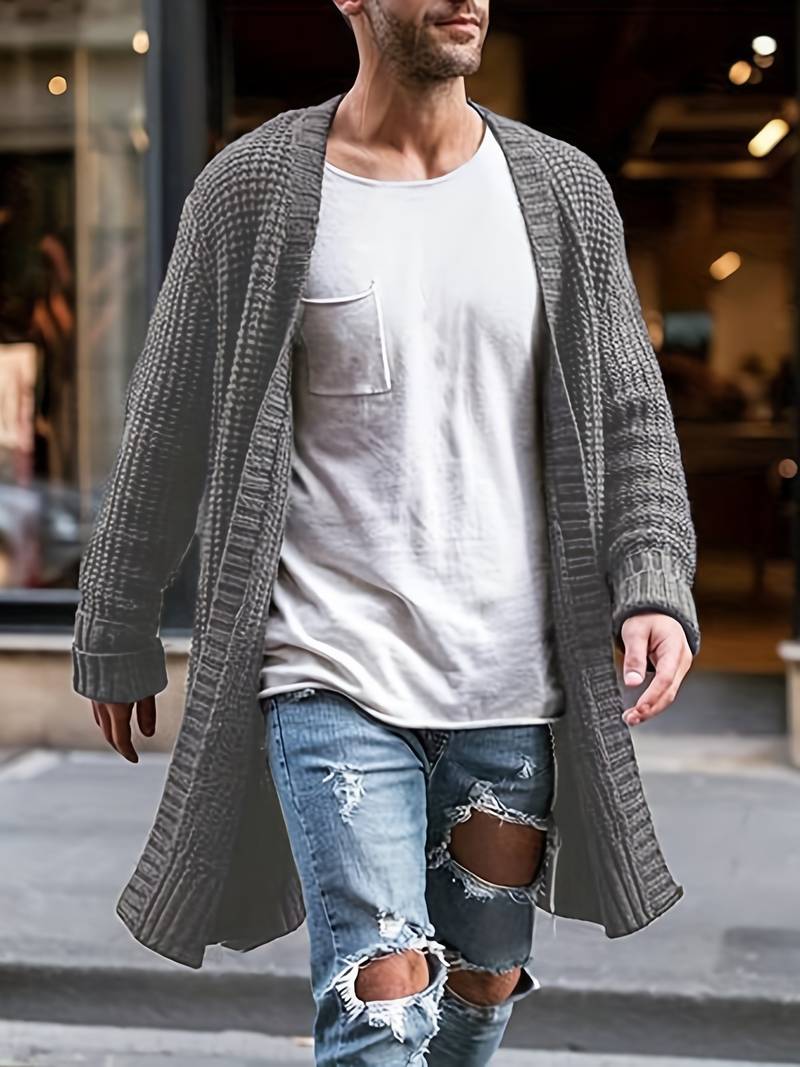 Cardigan Homme Classique en Tricot Acrylique-2