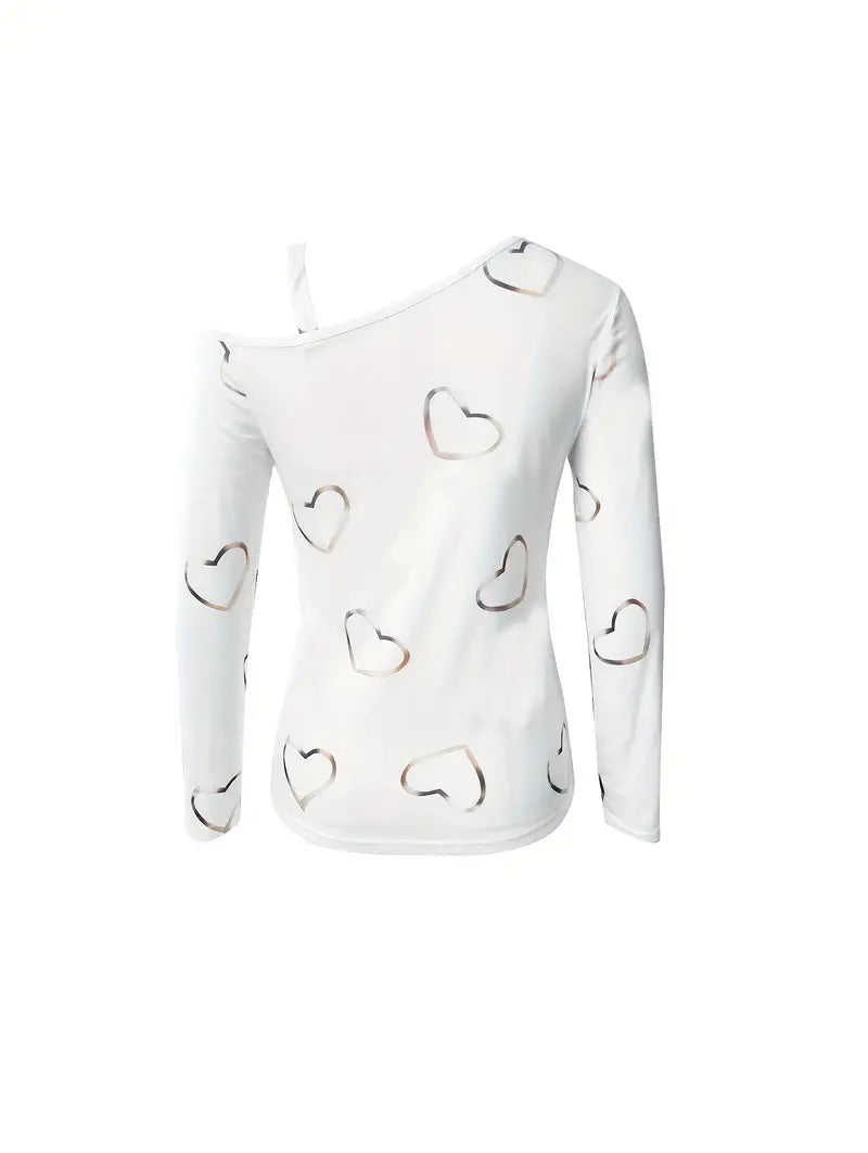 T-shirt Femme Imprimé Cardiaque Décontracté 100% Coton-2