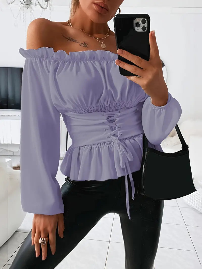 Chemisier Femme Chic avec Détails Rüsch Tissu Léger-4