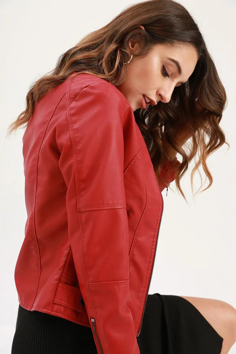 Veste de motard en cuir pour femmes