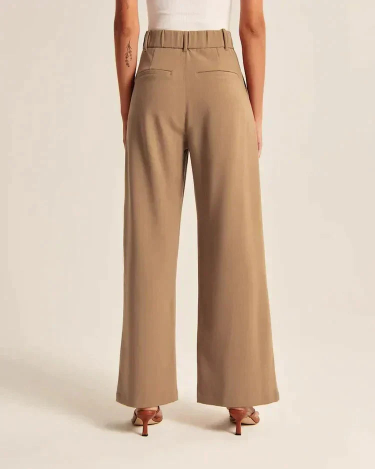 Pantalon Fluide Femme Large en Polyester Élastique 6