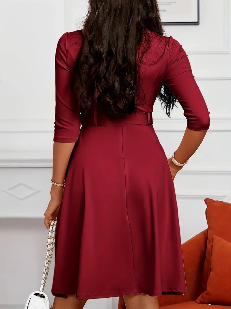 Robe Femme Décolleté Circulaire avec Fermeture Éclair en Polyester-2