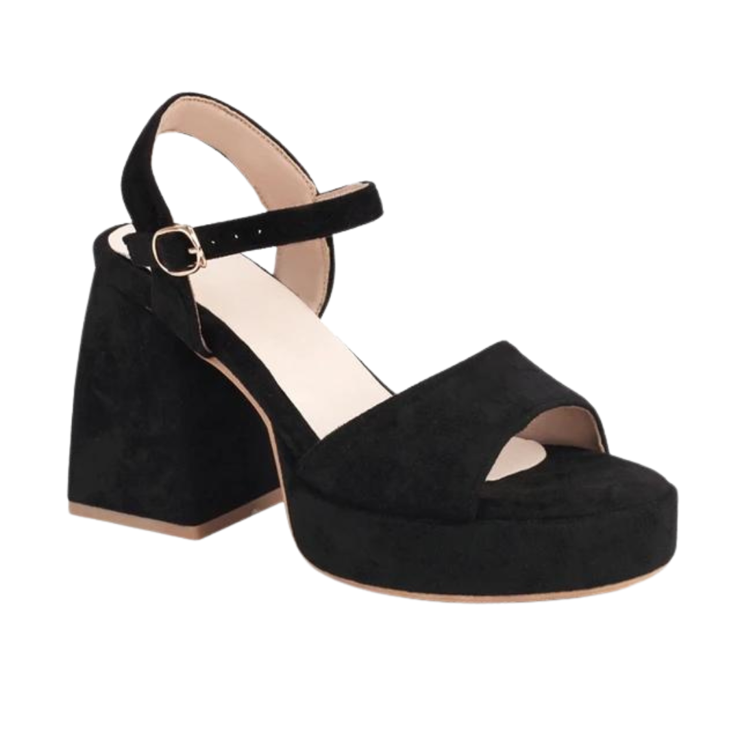 Sandales en daim à talons épais