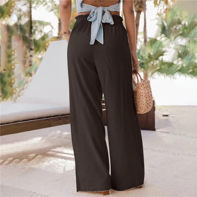 Pantalon large à volants pour femmes