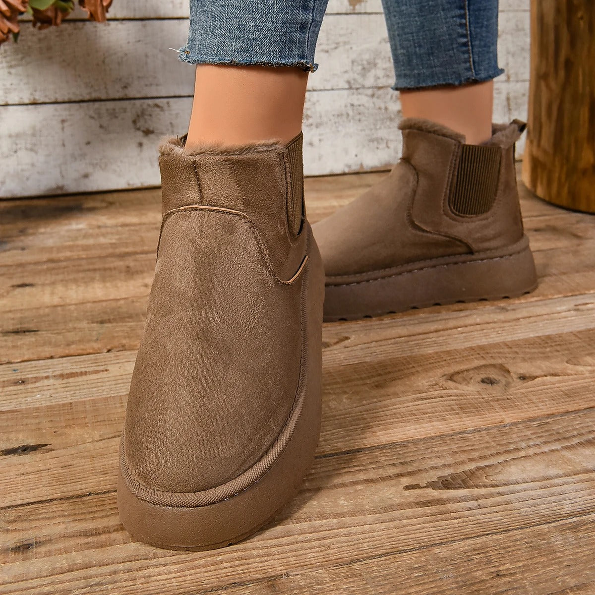 Bottines en peluche en fourrure pour femmes