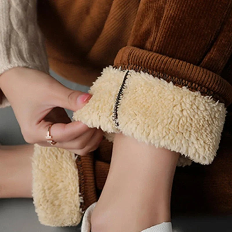 Pantalon chaud en velours côtelé pour femmes