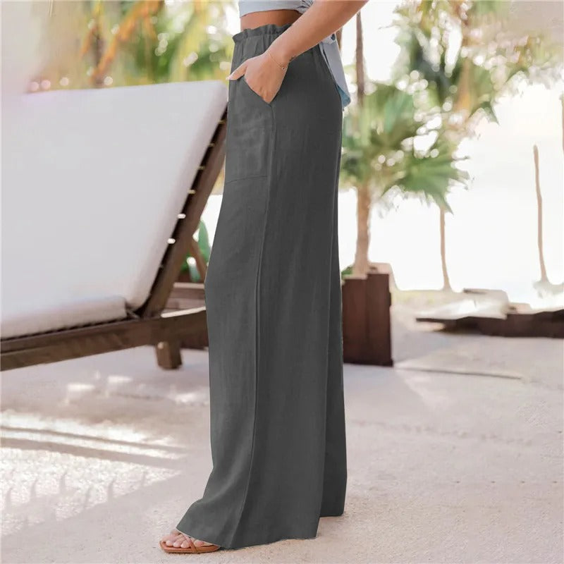 Pantalon large à volants pour femmes