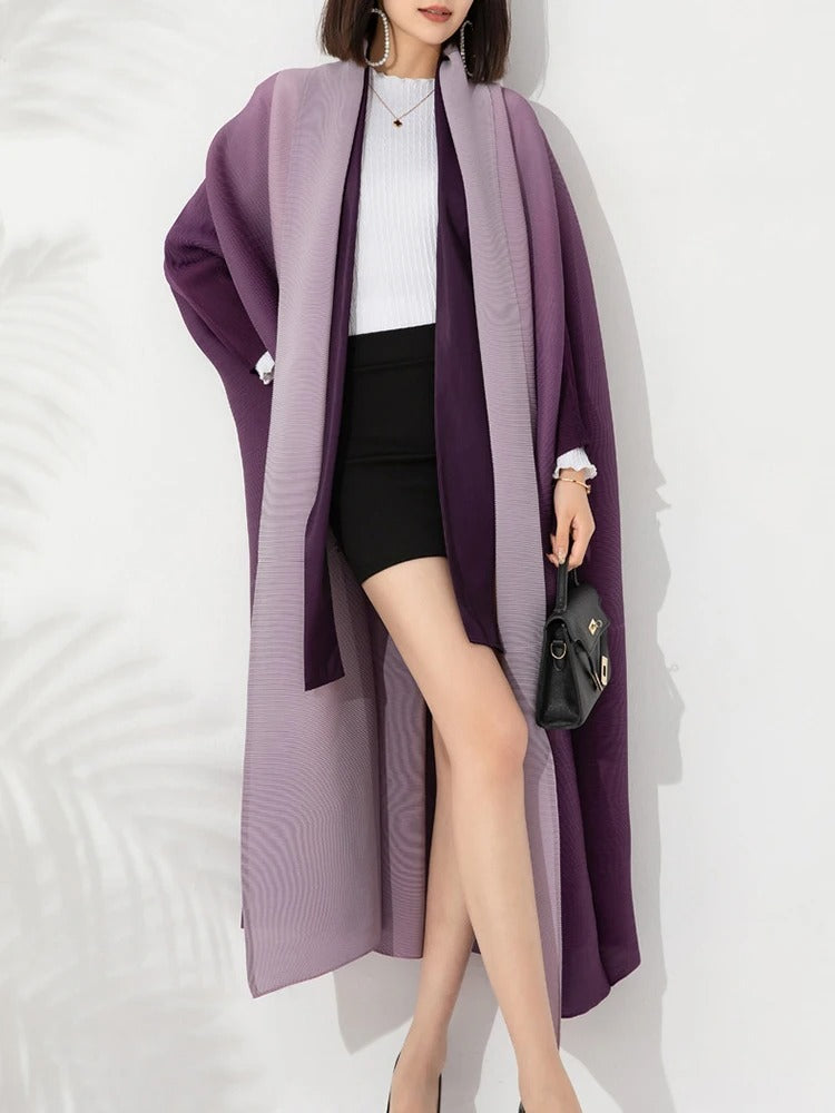 Trench-coat plissé dégradé pour femmes