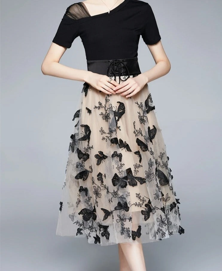 Robe de soirée en maille brodée pour femmes