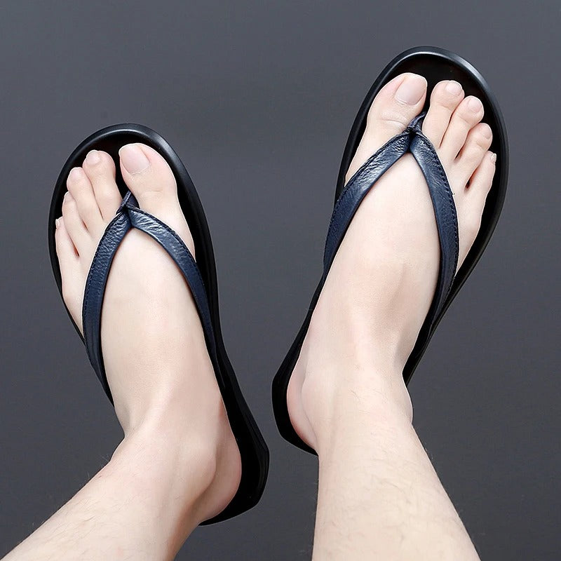 Pantoufles en cuir antidérapantes pour hommes