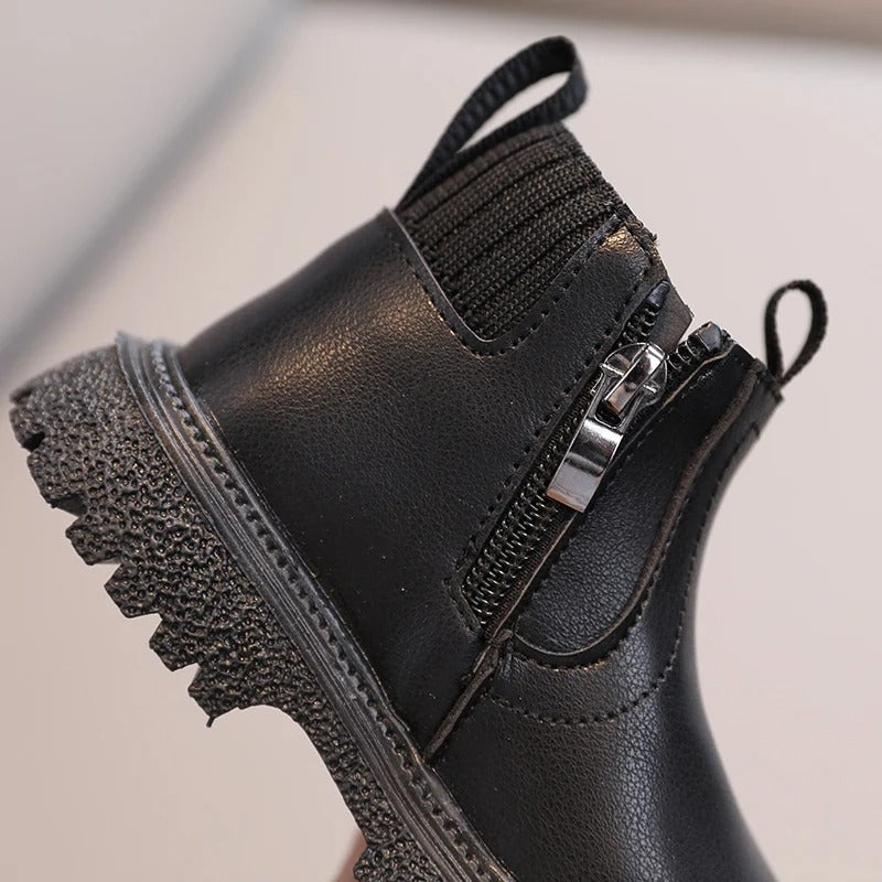 Bottes en cuir à fermeture éclair latérale pour enfants