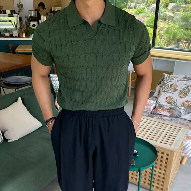 Polo en maille jacquard pour hommes