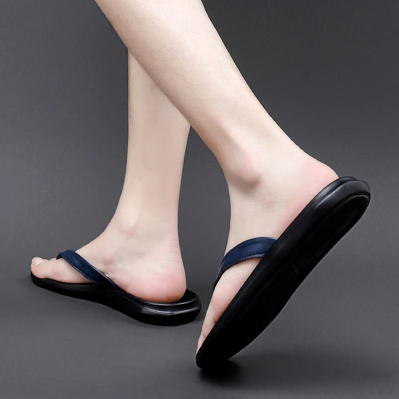 Pantoufles en cuir antidérapantes pour hommes