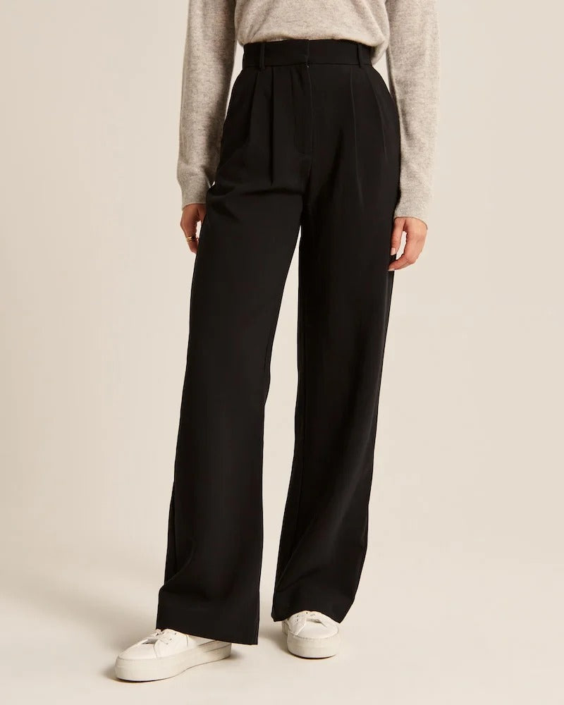 Pantalon Fluide Femme Large en Polyester Élastique 2