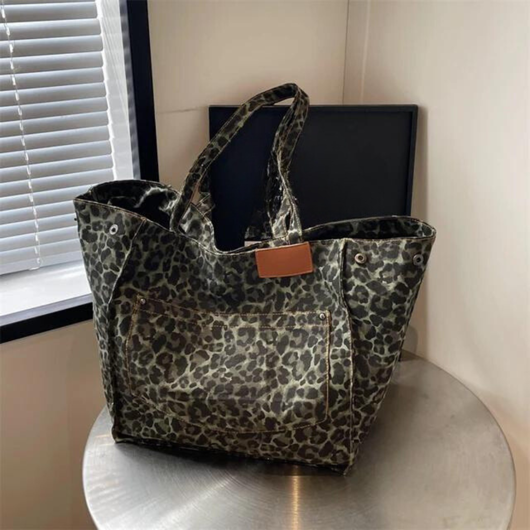 Sac à bandoulière oversize imprimé léopard