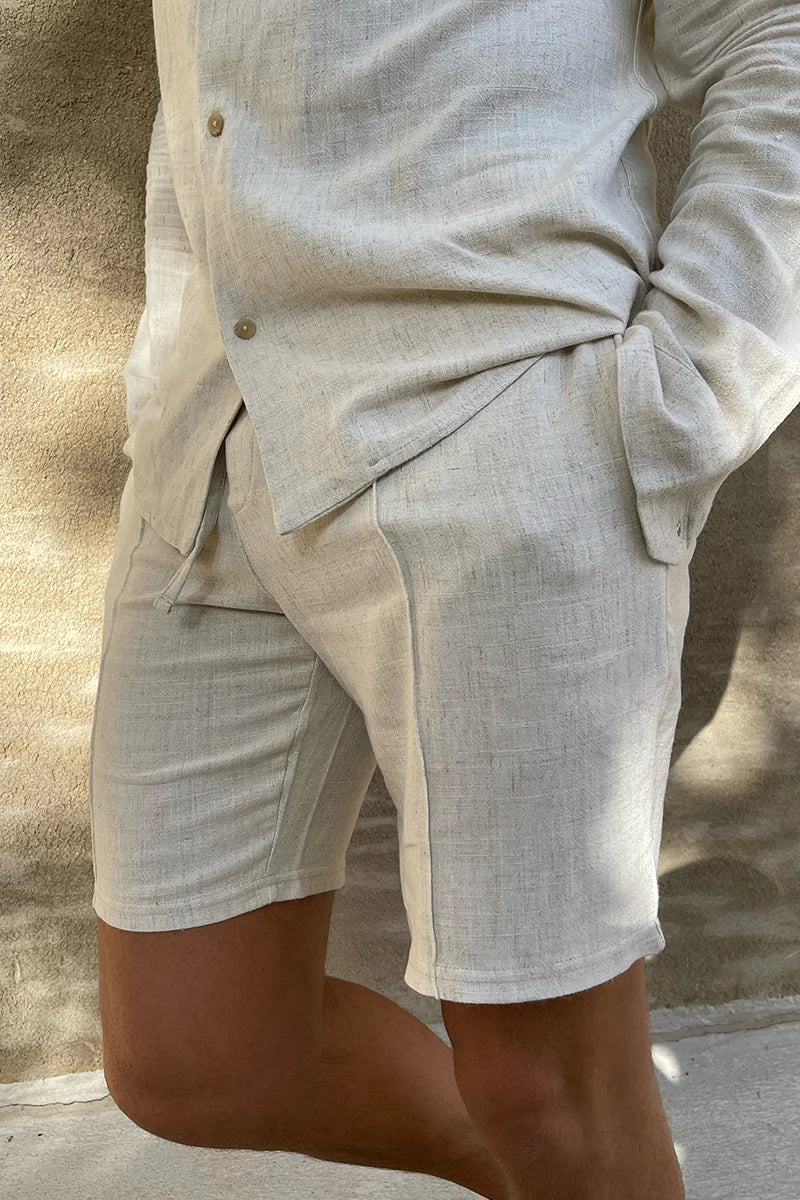 Variant image for Shorts Pour Hommes En Lin Décontractés 100% Lin-1